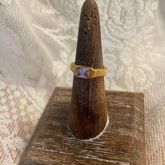 Dawn on the Horizon Gold Vermeil Gemstone Ring Size 6 - Picture 3 of 3